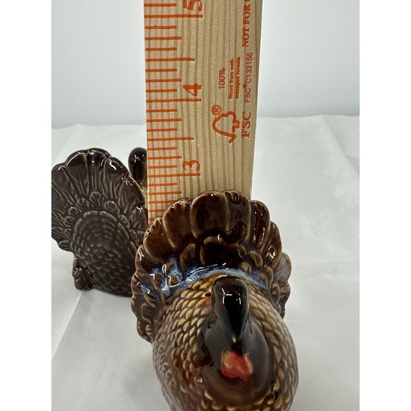 Vintage Turkey‎ Gobble Thanksgiving Ceramic Pottery Salt & Pepper Shakers - Picture 7 of 8